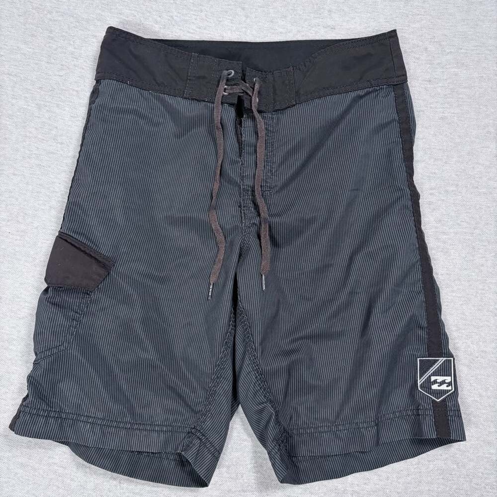 Billabong Board Shorts Black Gray Pinstripe Surf Swim Trunks